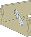 Hurricane Tie H2.5A 18 Gauge Galvanized Structural Tie with embossed bend lines and arrow indicator installed on wood frame