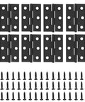8 pack of 2 inch black stainless steel mini folding hinges for small cabinet doors and jewelry boxes with included screws.
