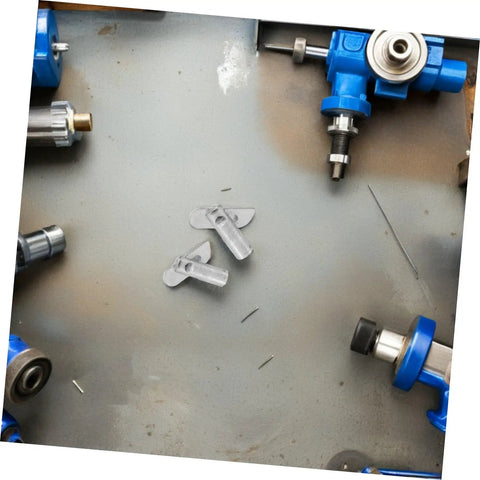 Rugged As Nails Scaffolding Locking Pins Made From Heavy Duty Steel Q235 Set Of Twenty Detachable Coupling Fasteners on workbench.
