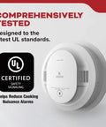 Rock Solid Hardwired Smoke Detectors With AA Battery Backup And Interconnectable Wiring For Whole House Coverage showing UL certification and features.