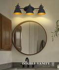 Dope Industrial 3 Light Vanity Lamp For Bathrooms Wall Mounted Vanity Light Fixture With Black Metal Frame Over Mirror