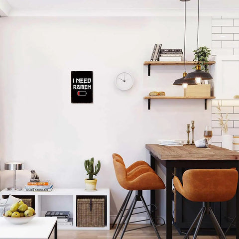 I Need Ramen Low Battery Funny Vintage Metal Sign 8x12 Tin Wall Art For Home Office Garage Decor Humorous Retro Tin Sign Poster
