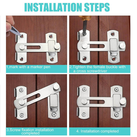 Installation steps for Stainless Steel Barn Door Lock Hardware Set With 180 Degree Flip Sliding Lock Latch, black finish 2 pack