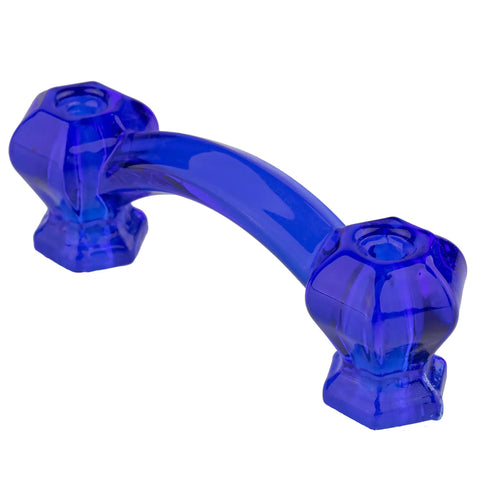 Truly Legendary Depression Era Cobalt Blue Glass Hexagonal Bridge Drawer Pull With Slick Chrome Mounting Hardware For Top Shelf Vintage Furniture And Antiques Exactly 3 Inch Centers