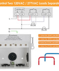 Beast Dual WiFi Pool Timer With Independent 120/277V Switches, diagram showing wiring connections and load control options.