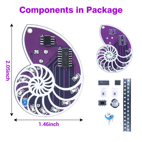 Fun SMD Soldering Practice Kit for Teens and Adults With LED Seashell Conch Flow Lamp Pendant, DIY circuit board and components