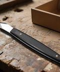 Deadly Sharp 5CR15 High Carbon Steel Marking Knife With Double Beveled Blade Solid Wood Handle on wood surface.