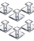 No Drill Adhesive Mirror Cabinet Handles Set 6 Clear Beveled Acrylic Pull Knobs For Cabinets Wardrobes Drawers And Doors Easy Snap On Sleek Square 1.75 Inch Modern Kitchen Bathroom Decor, 6-pack