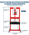 6 Ton Hydraulic Shop Press With Stamping Plates Four Hole Adjustable Height H Frame Dust Cover For Auto Repair And Metalworking