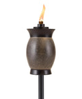 Resin Jar Torch With 4-In-1 Design, 64-Inch Outdoor Torch For Patio Garden And Lawn, Weather-Resistant Stone Color in use