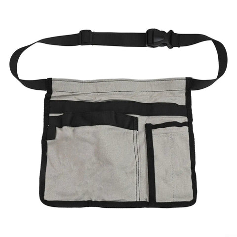 Heavy Duty Adjustable Tool Belt Pouch With 6 Pockets, Reinforced Canvas Construction For Screwdrivers, Rulers And Other Hand Tools, Durable Gray Carpenter Belt For Pros And DIY Projects, front view