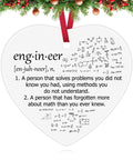 Heart-shaped ceramic ornament with engineering equations and definitions. Dope Engineer Gift For Women And Men A Double Sided Ceramic Ornament.