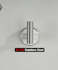 Wall-mounted towel hook of Brushed Finish 5-Piece Bathroom Hardware Set With Wall Mount For Tight Spaces Includes 24 Inch Towel Bar 7 Inch Towel Ring Toilet Paper Holder And 2 Towel Hooks Rust-Resistant Stainless Steel BAS165-BN on a white wall.