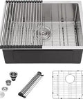 Undermount Kitchen Sink 23 Inch Stainless Steel 16 Gauge With Brushed Finish And Scratch Resistant Surface For Bar And Prep Use
