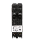 Q3020 30/20 Amp Duplex Circuit Breaker With 1 Pole 120 Volt 10 KAIC Type QE Ground Fault Protection CTL QT Compatible For Easy In Panel Safety Upgrade, front view