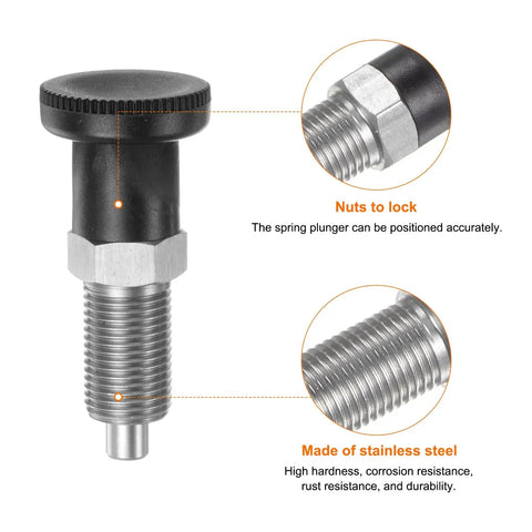 Top Tier Push Fit Ball Nose Spring Plunger Forged From Heavy Duty Stainless Steel With M16x1.5 Threads and a snappy 1.02 inch stroke with locking nuts.