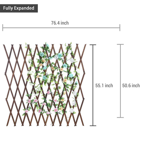 Expandable Wood Trellis For Outdoor Walls with Lattice Garden Panel for climbing plants, fully expanded 76.4 x 55.1 inches.