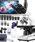 Trinocular Microscope For Adults 40X-5000X Magnification, Lab Grade With Dual Mechanical Stage And HD USB Camera, Electronic Eyepiece, Wide Angle Eyepieces, Ideal For Education, Research, And Digital Imaging.
