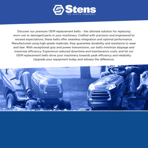Stens OEM replacement belts description and lawn equipment image