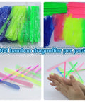 Hand Helicopter Set For Kids Ages 8 To 12 With 200 Pieces 100 Propellers And 100 Rods Bamboo Dragonfly Aero Props flying