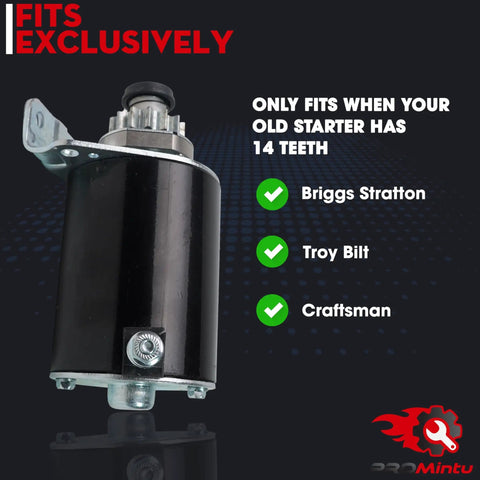 14 Tooth Starter Motor For 42 Inch Craftsman Riding Lawn Mowers LT1000 LT2000 LT3000 YT3000 DYT4000 Briggs Stratton Intek