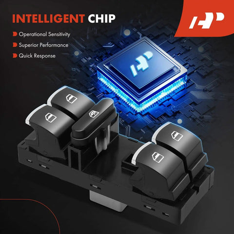 Power Window Switch Front Left Driver Side For VW Jetta 2011-2016 Golf 2010-2013 Tiguan 2009-2017 Passat 2012-2016 CC 2012-2017 Replacement with intelligent chip