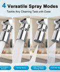 Four Mode Chrome Faucet Aerator Delivering Smooth As Butter Water Flow And Splash Free Performance to showcase 4 versatile spray modes.