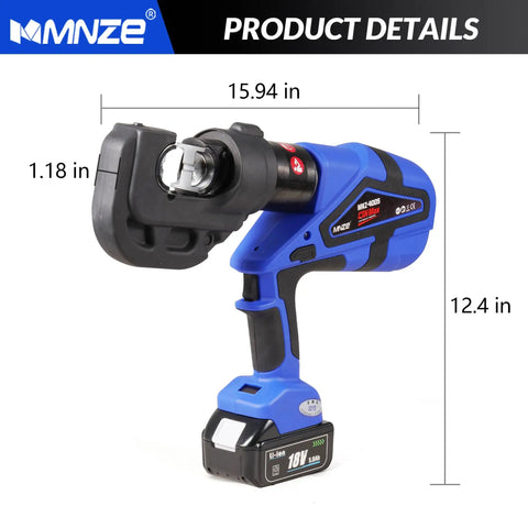 Heavy Hitter Rechargeable Electric Hydraulic Cable Lug Crimper Packs 12 Ton Punch For Quick Continuous Crimps, No Nonsense Wire Terminal Workhorse Kit With 12 Interchangeable Dies For Fast Pro Electrical Jobs
