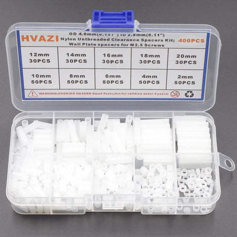 White Nylon Unthreaded Round Spacers, OD 4mm ID 2.8mm For M2.5 Screws, Durable Standoffs For Electronics And 3D Printer Projects, Nonconductive, Precise Fit, Easy Mounting, in storage box