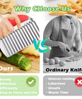 Suuker large stainless steel crinkle cutter with red handle for vegetables and potatoes.