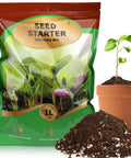 Ready To Grow Seed Starter Soil Mix 1 Qt For Germination And Early Growth Loamy Well Drained Compost Blend with sprouting plant