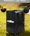 Heavy Duty Rolling Grocery Tote On Wheels With Handy Handle For Groceries Laundry Camping And Moving, showing storage pockets and zippers