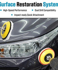 DIY Friendly Glass, Epoxy, And Resin Sanding And Polishing Kit used on car headlight with drill attachment