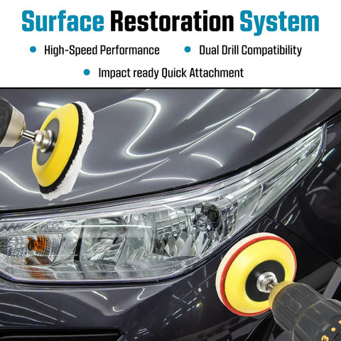 DIY Friendly Glass, Epoxy, And Resin Sanding And Polishing Kit used on car headlight with drill attachment