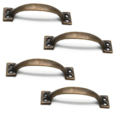 Vintage Vibe Barn Door Pull Handles Bronze Tone Set of Four with Antique Iron Construction displayed on white background