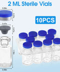 Sterile Glass Vials With Self Healing Injection Port And Plastic Aluminum Flip Caps 2ml Or 5ml Empty Vials For Injection And Peptide Storage 10 Pack Leakproof Sealing Ideal For Lab Pharmacy Or Home Use