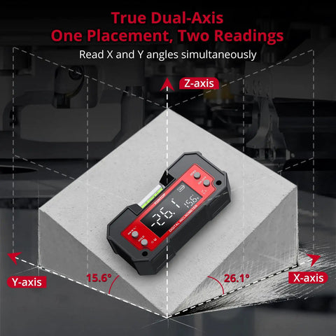 Dual Axis Digital Angle Finder With Magnetic Base For Woodworking And Table Saw Setup on block reading angles