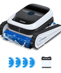 Ultramarine P1 Pool Cleaner Robot Kit With 4800GPH UltraPure Suction, Dual Layer Filtration, shown with accessories on white background
