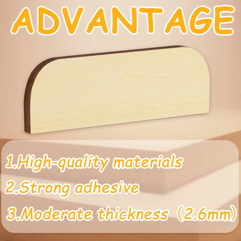 8 Pack Wooden Hinge Repair Plates with Double Sided Tape for Cabinet Doors and Kitchen Cabinets, shown in side view
