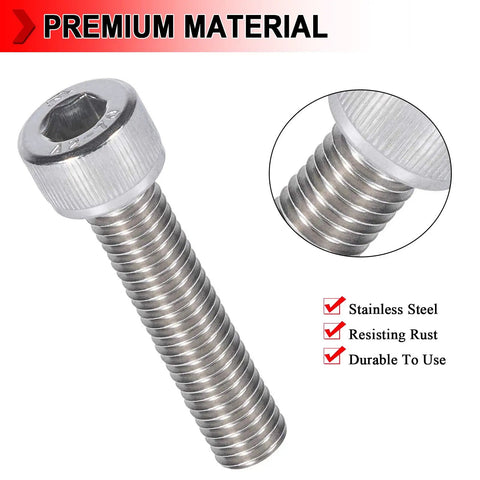2 Pc Beefed Up Dowel Pin For 1989 To 1998 Cummins 12 Valve 5.9L Engine, CNC Anodized Aluminum 6061 T6, Prevents Dowel Backout, Boosts Timing Integrity, Heavy Duty Fitment For Diesel Trucks. Stainless steel socket bolt, close-up thread detail