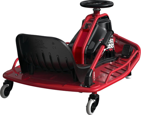 Rear view of 24V Electric Drifting Go Kart With Drift Bar For Dialed Drifts And Variable Speed Up To 12 MPH featuring red frame.