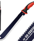 Beast 19 Inch Heavy Duty Machete With Saw Blade And Serrated Edge Rugged Black Coat Ergonomic Non Slip Handle Survival Knife