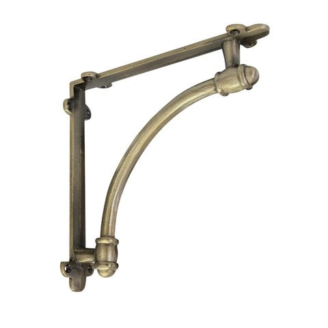 Heckin Heavy Duty Cast Iron Shelf Brackets, 2 Pack Antique Gold Wall Mounts, showcasing a sturdy rustic design.