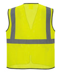 Heavy Duty Yellow Mesh Safety Vest With Reflective Striping Ansi Class 2 High Vis Security Work Top Built Tough For The Daily Grind Solid Gear That Keeps You Fly And Locked In On Site Seven Extra Large Crew, back view showing reflective striping.