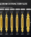 Premium 6-Piece Screw Extractor Kit Made From Tough HSS Steel To Fix Stripped Bolts, Damaged Screws, And Nuts For Daily Repairs And Heavy Auto Jobs Without Hassle, size chart