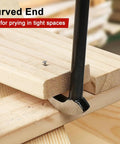 Curved end of Top Shelf Extendable Pry Bar For Tire Removal And Rim Detailing Forged From Tough Cr V Steel in use on wood.