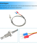 2 Pack J Type Thermocouple Temperature Sensor Probes With M6 Thread, 5ft Lead, 0 to 750C (32 to 1382F) Range, industry-grade shown