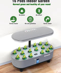 16 Pod Hydroponics Growing System Kit With 28W Full Spectrum LED Grow Light Auto Timer And 3 Smart Light Modes on a table