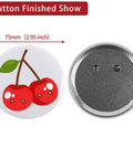 3 Inch Button Maker Supplies Kit 100 Sets 400 Pieces With 75mm 2.95 Inch Button Parts Metal Blank Badges And Blank Paper For DIY Button Making Machines Pin Makers, cherry button sample