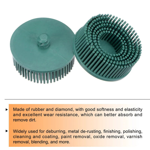HARFINGTON 2-inch green bristle disc abrasive brush, 50 grit, for metal deburring (pair)